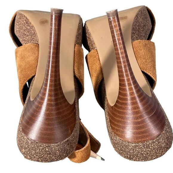 Womens BCBGeneration Brown Suede Open Toe High Heel Shoes - Picture 6 of 9